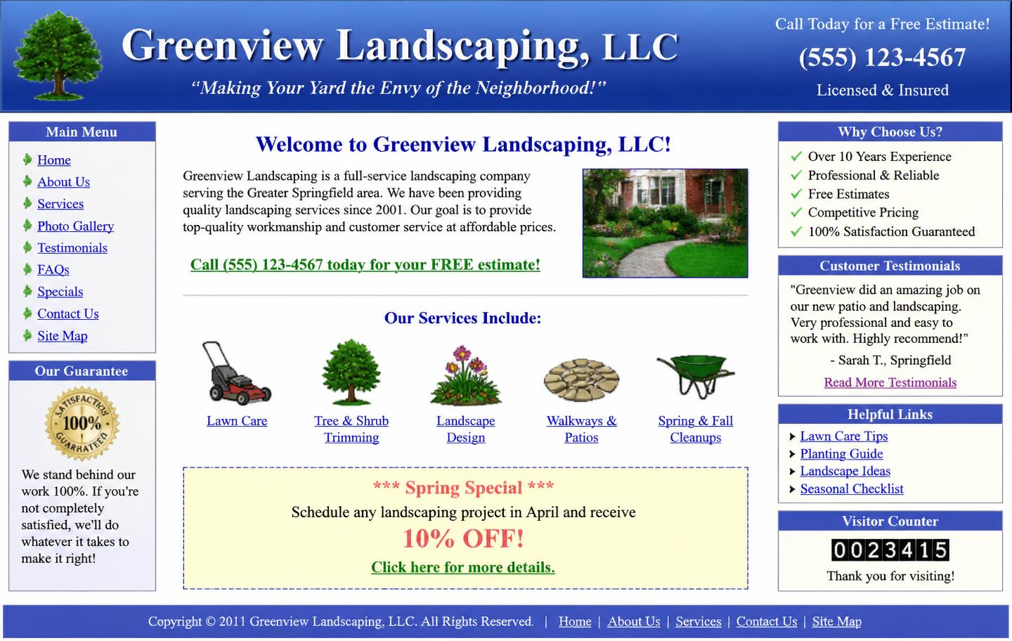 Veraltete Webseite vor dem Relaunch